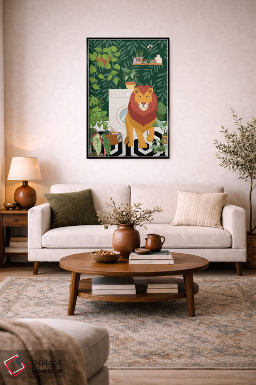 تابلو دکوراتیو شیر در اتاق لباسشویی گیاهی اثر ژانیا شاریپژانوا - D3B