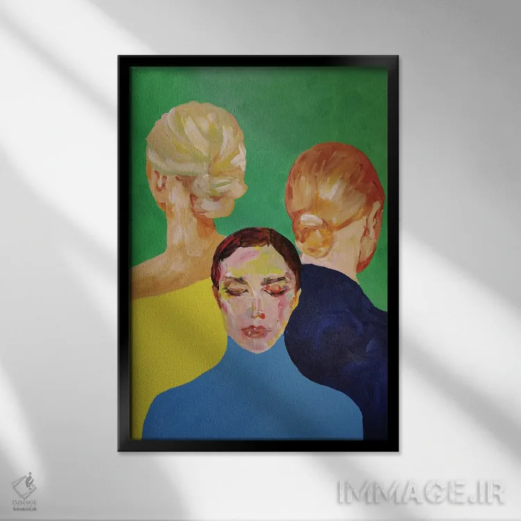 تابلو دکوراتیو خواهران اثر سرینا سینگ - نمای قابدار مشکی