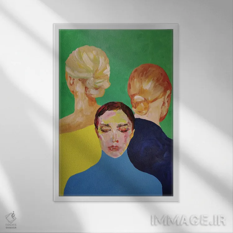 تابلو دکوراتیو خواهران اثر سرینا سینگ - نمای قابدار سفید