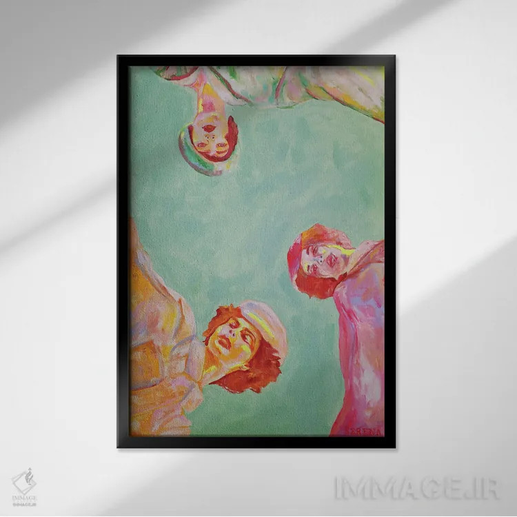 تابلو دکوراتیو زیر آسمان آبی اثر سرینا سینگ - نمای قابدار مشکی