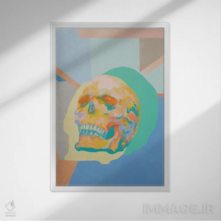 تابلو دکوراتیو جمجمه اثر سرینا سینگ - نمای قابدار سفید