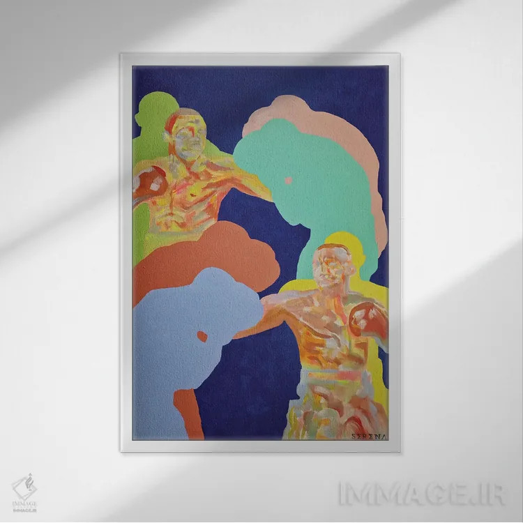 تابلو دکوراتیو فاصله ۳ اثر سرینا سینگ - نمای قابدار سفید