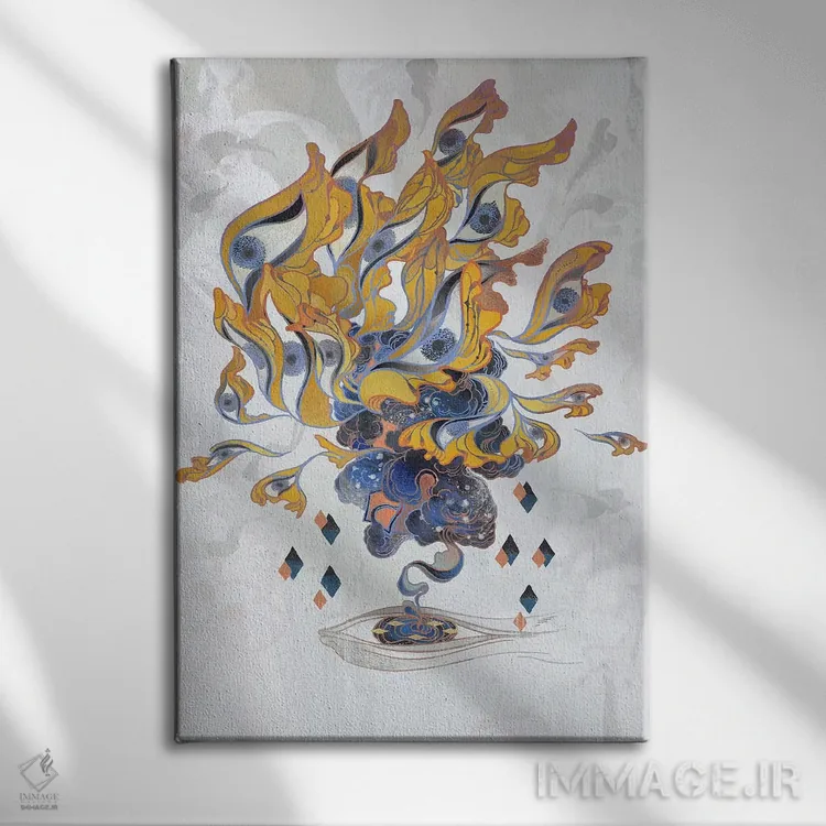 تابلو دکوراتیو بالش چینی ۳ اثر سیجا هونگ - نمای روبهرو روی دیوار