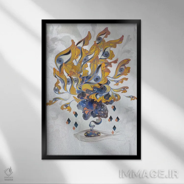 تابلو دکوراتیو بالش چینی ۳ اثر سیجا هونگ - نمای قابدار مشکی