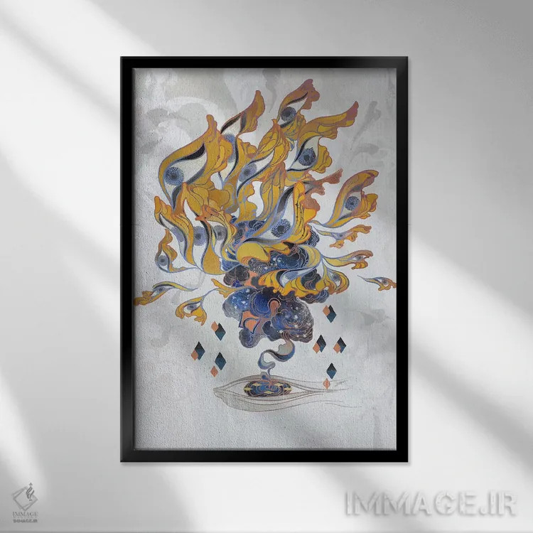 تابلو دکوراتیو بالش چینی ۳ اثر سیجا هونگ - نمای قابدار مشکی