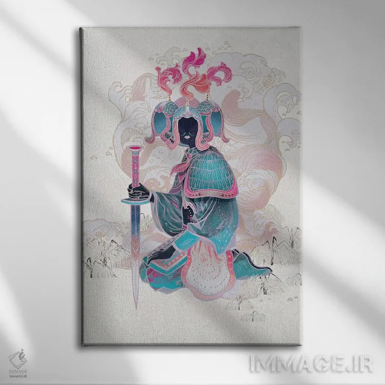 تابلو دکوراتیو بالش چینی ۵ اثر سیجا هونگ - نمای روبهرو روی دیوار
