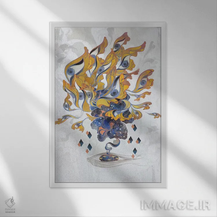تابلو دکوراتیو بالش چینی ۳ اثر سیجا هونگ - نمای قابدار سفید