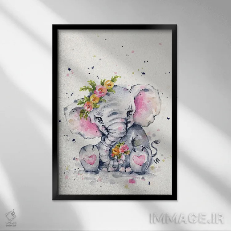 تابلو دکوراتیو فیل شیرین اثر سلییر دن سالی - نمای قابدار مشکی