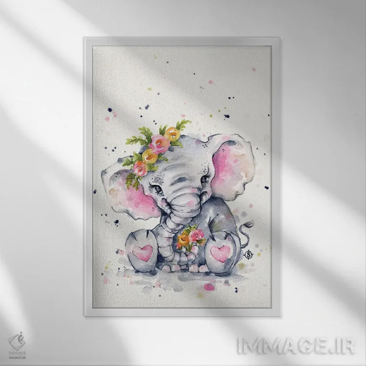 تابلو دکوراتیو فیل شیرین اثر سلییر دن سالی - نمای قابدار سفید