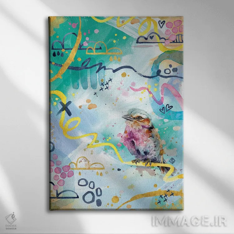 تابلو دکوراتیو آبی انتزاعی اثر سلییر دن سالی - نمای روبهرو روی دیوار