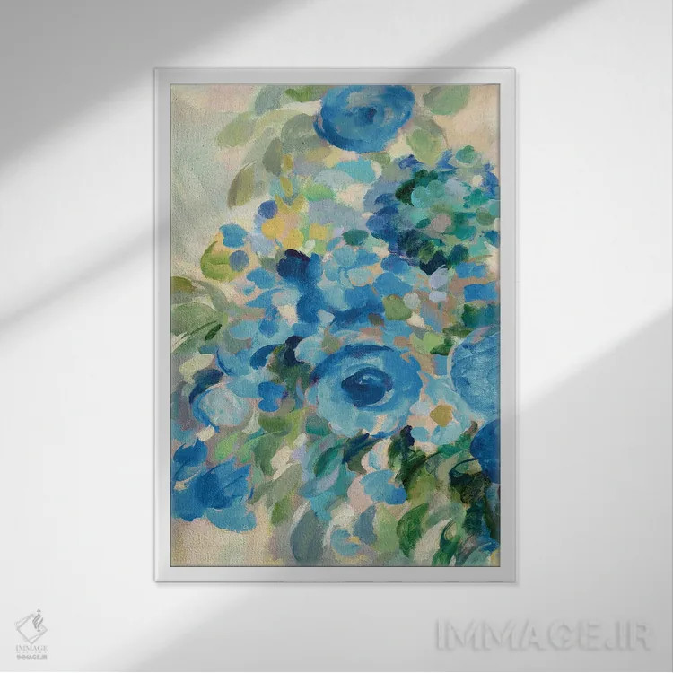 تابلو انتزاعی بازار گل II اثر سیلویا واسیلیوا - نمای قابدار سفید