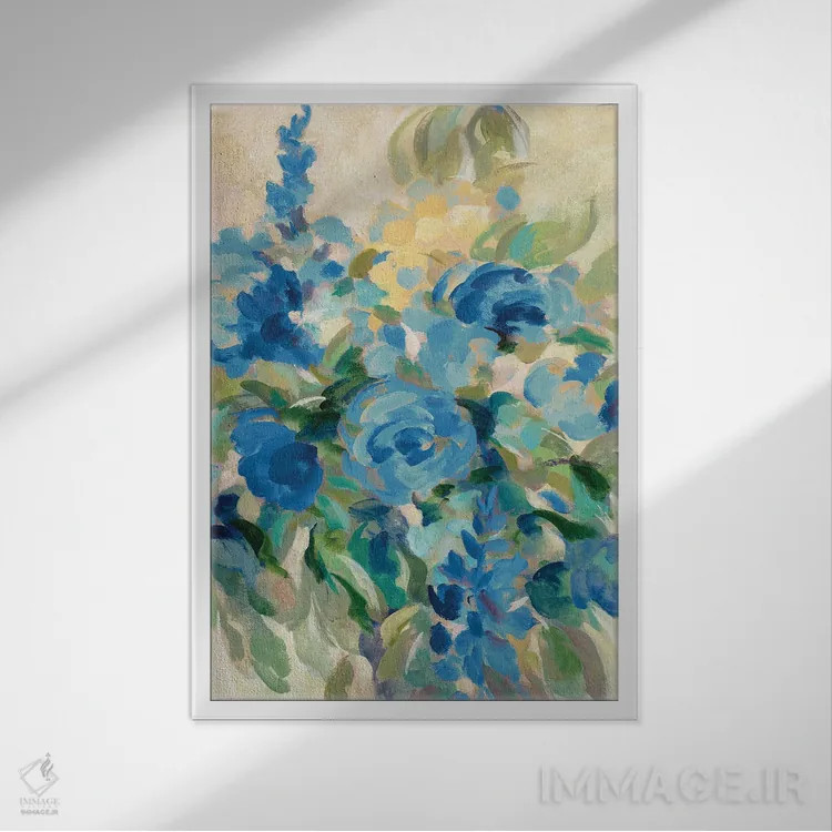 تابلو انتزاعی بازار گل III اثر سیلویا واسیلیوا - نمای قابدار سفید