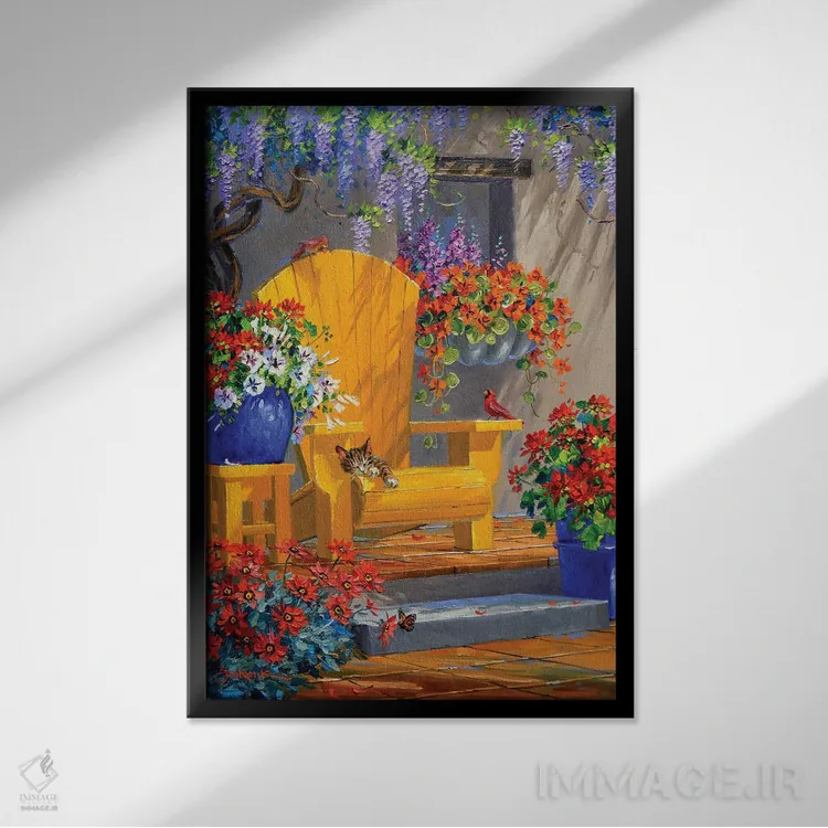 تابلو دکوراتیو او صندلی ما را گرفت اثر میکی سنکاریک - نمای قابدار مشکی