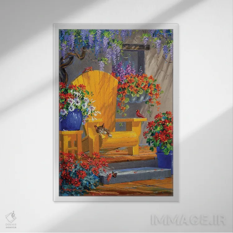 تابلو دکوراتیو او صندلی ما را گرفت اثر میکی سنکاریک - نمای قابدار سفید