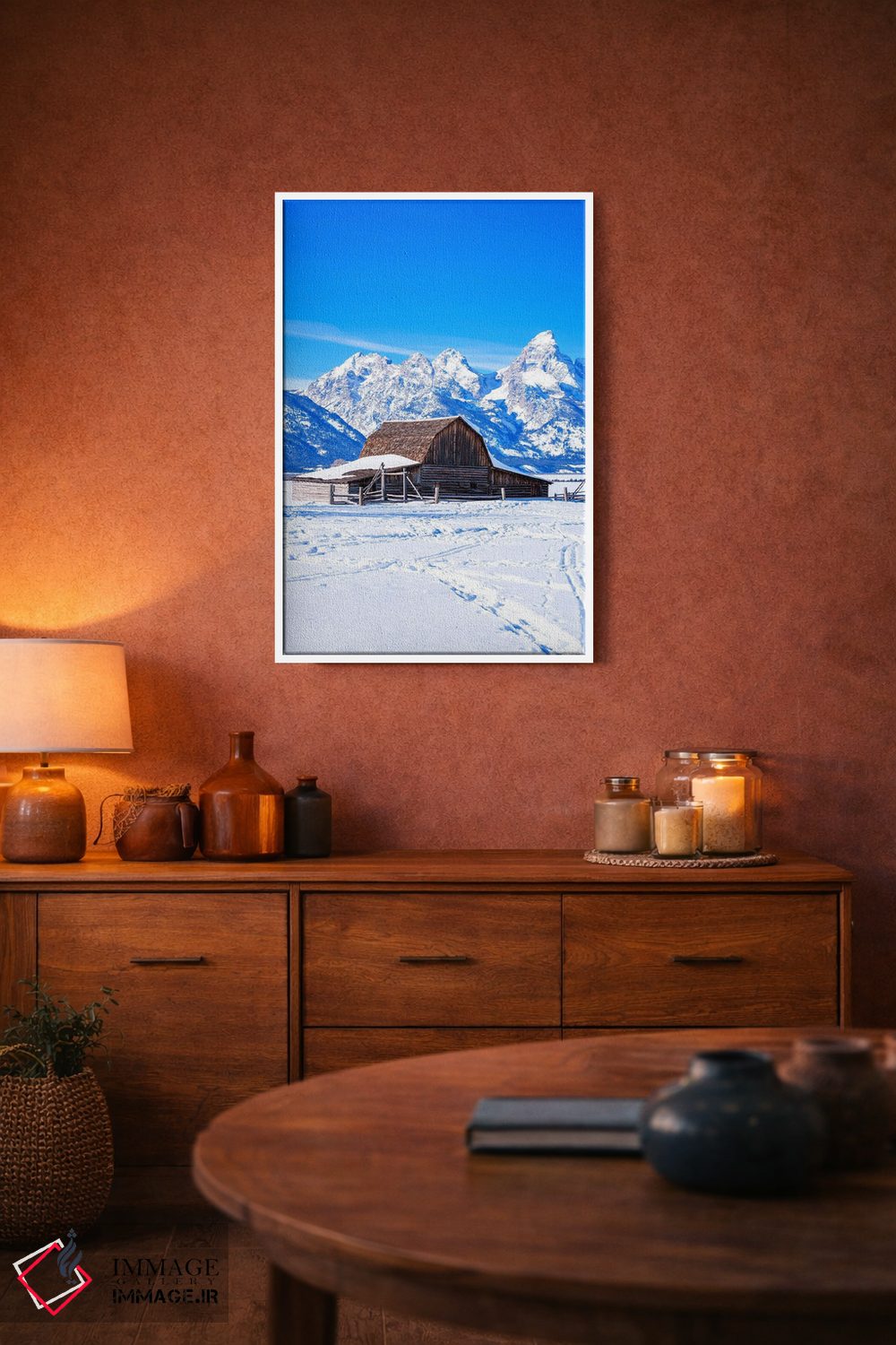 تابلو دکوراتیو انبار چوبی در زمستان اثر سوزانه کرمر - D3W
