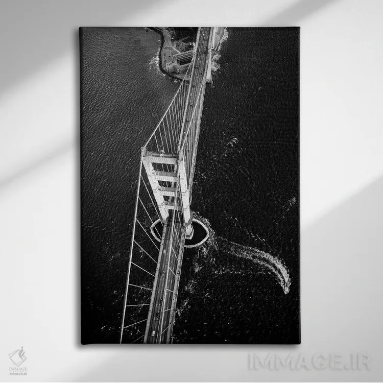 تابلو دکوراتیو نمای هوایی پل گلدن گیت اثر سوزانه کرمر - نمای روبهرو روی دیوار