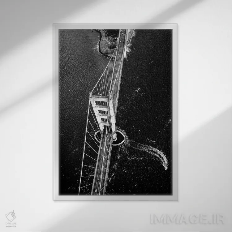 تابلو دکوراتیو نمای هوایی پل گلدن گیت اثر سوزانه کرمر - نمای قابدار سفید