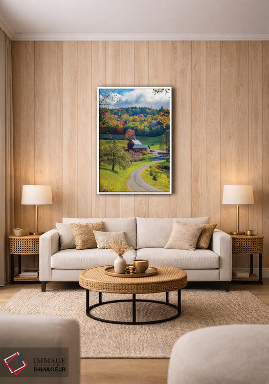 تابلو دکوراتیو مزرعه در ووداستاک ورمونت نیوانگلند در پاییز اثر سوزانه کرمر - D1W