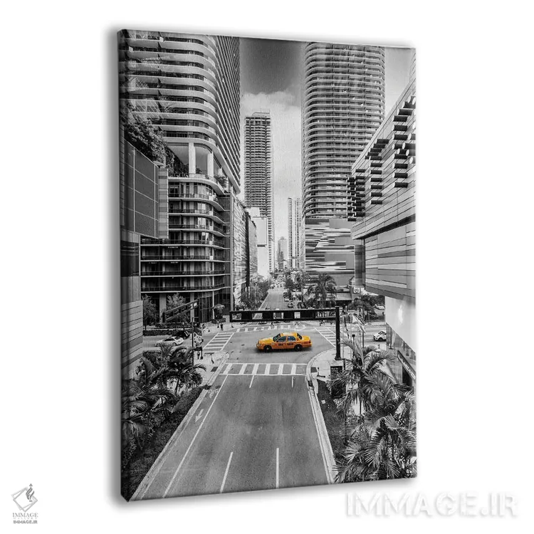 تابلو دکوراتیو Miami Downtown,تاکسی آفتابی، مرکز شهر میامی اثر سوزانه کرمر - نمای پرسپکتیو محصول