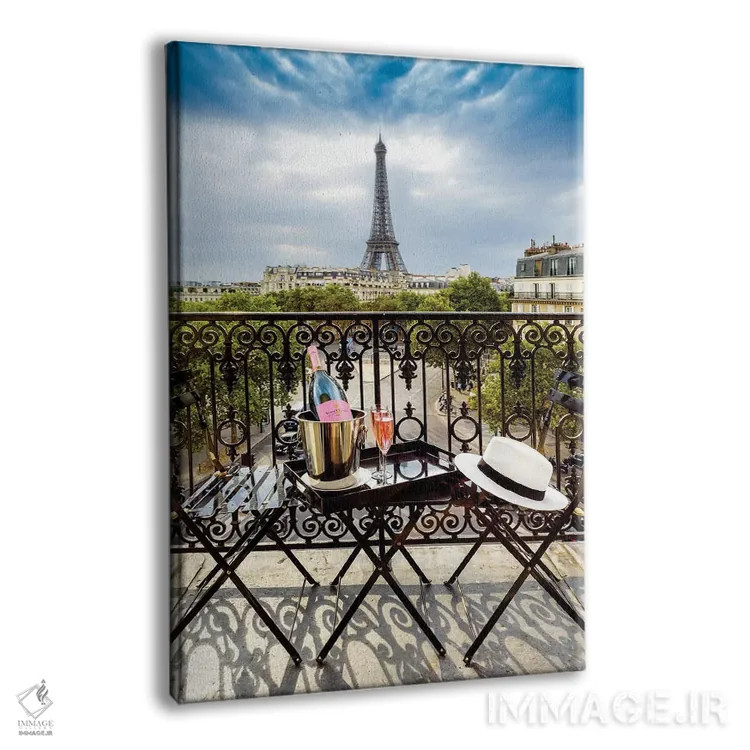تابلو دکوراتیو Champ de Mars, Rose Champagne on Balcony,برج ایفل، میدان شا… اثر سوزانه کرمر - نمای پرسپکتیو محصول