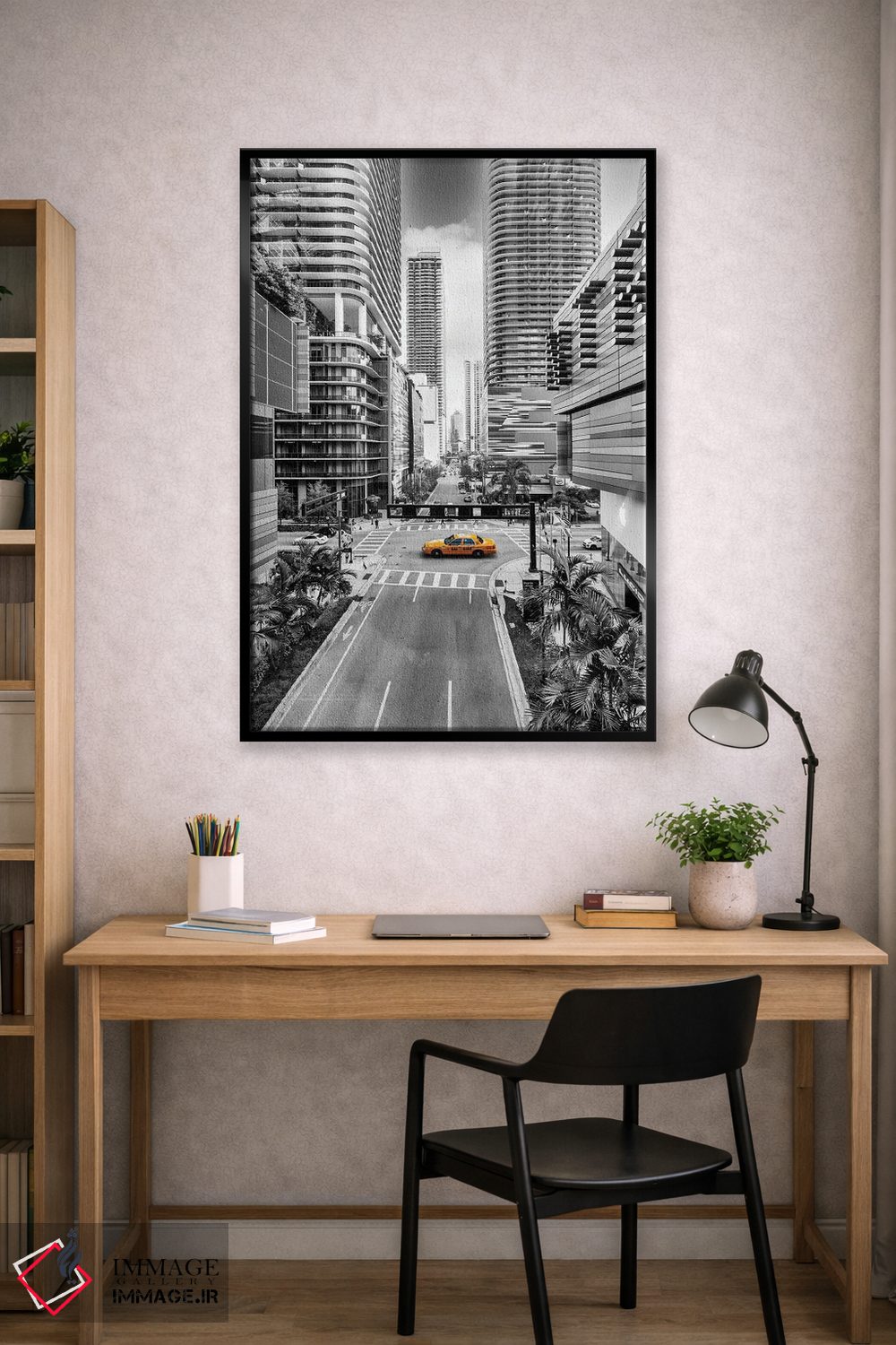 تابلو دکوراتیو Miami Downtown,تاکسی آفتابی، مرکز شهر میامی اثر سوزانه کرمر - D3B