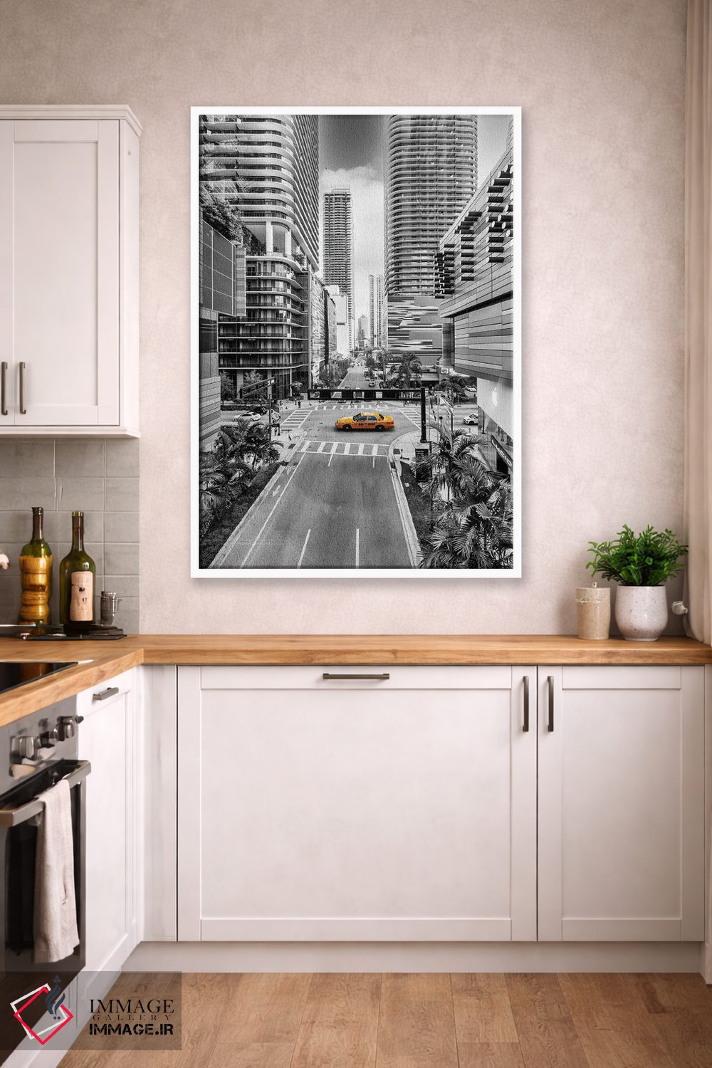 تابلو دکوراتیو Miami Downtown,تاکسی آفتابی، مرکز شهر میامی اثر سوزانه کرمر - D5W