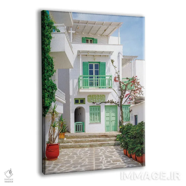 تابلو دکوراتیو Greece,خیابان کوچک رنگارنگ در جزیره ناکسوس، یونان اثر سوزانه کرمر - نمای پرسپکتیو محصول