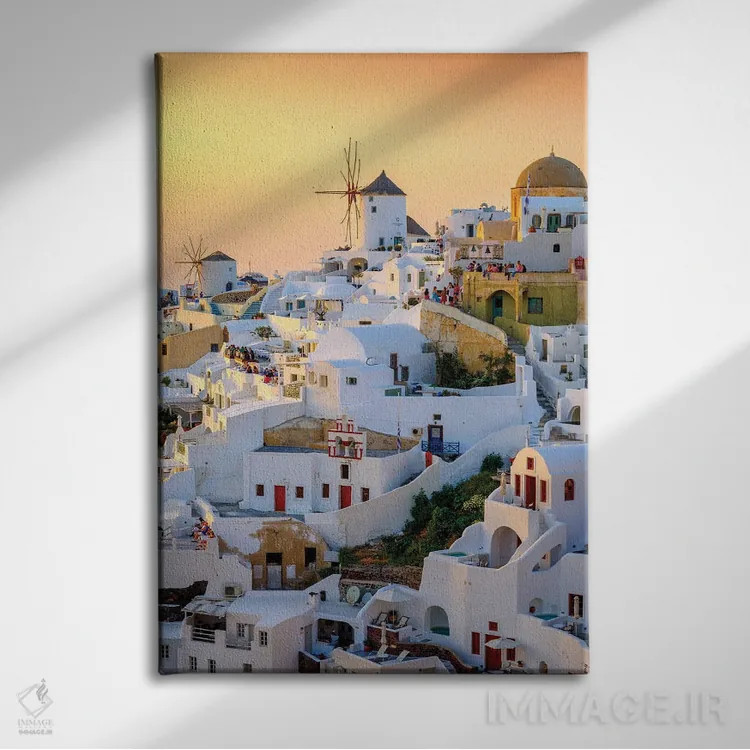 تابلو دکوراتیو Greece,عصرهای تابستانی در اویا سانتورینی، یونان اثر سوزانه کرمر - نمای روبهرو روی دیوار