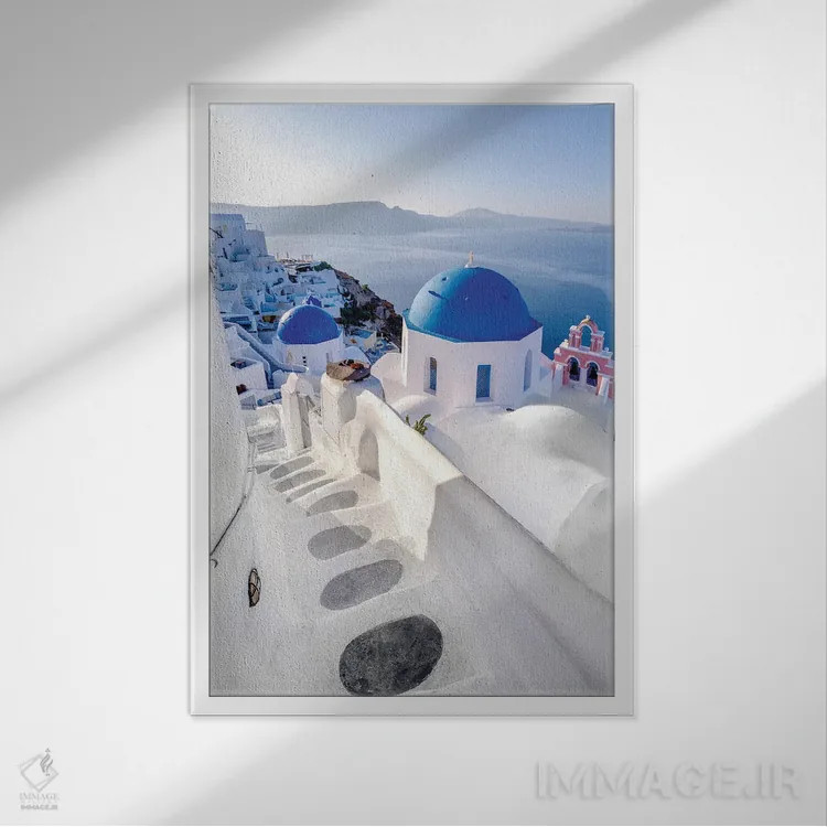 تابلو دکوراتیو Oia Santorini, Greece,به درون آبی، اویا سانتورینی، یونان اثر سوزانه کرمر - نمای قابدار سفید