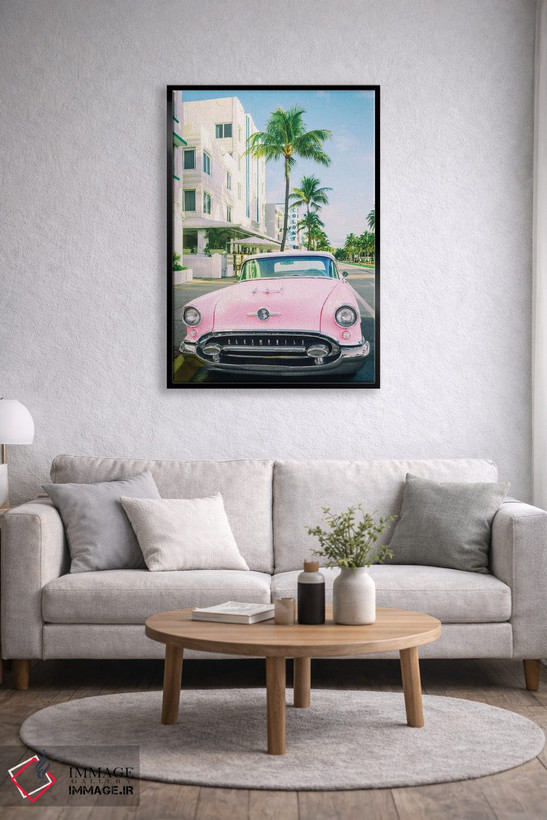 تابلو دکوراتیو Miami Art Deco, Florida,اولدزموبیل صورتی، آرت دکو میامی، فل… اثر سوزانه کرمر - D4B