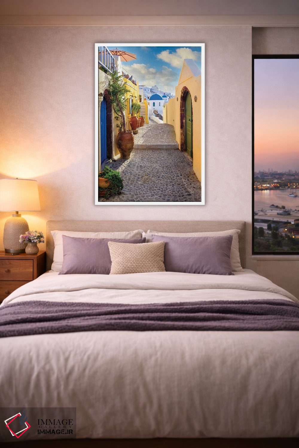 تابلو دکوراتیو Oia Santorini, Greece,خیابان باریک به سوی گنبد آبی، اویا سا… اثر سوزانه کرمر - D2W