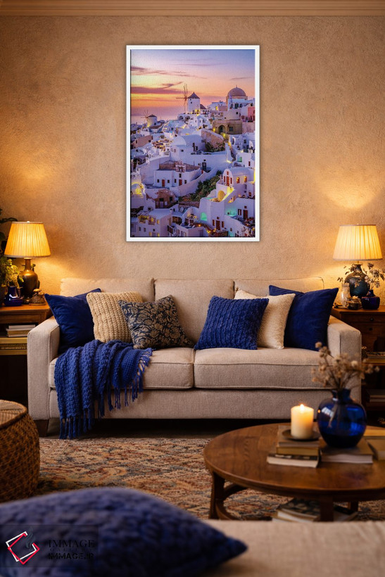 تابلو دکوراتیو Greece,رویاپردازی درباره سانتورینی، یونان اثر سوزانه کرمر - D3W