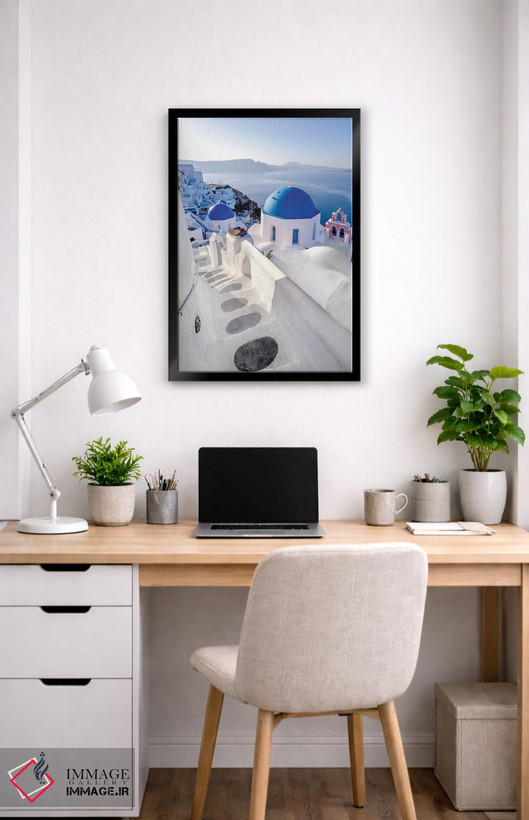 تابلو دکوراتیو Oia Santorini, Greece,به درون آبی، اویا سانتورینی، یونان اثر سوزانه کرمر - D3B