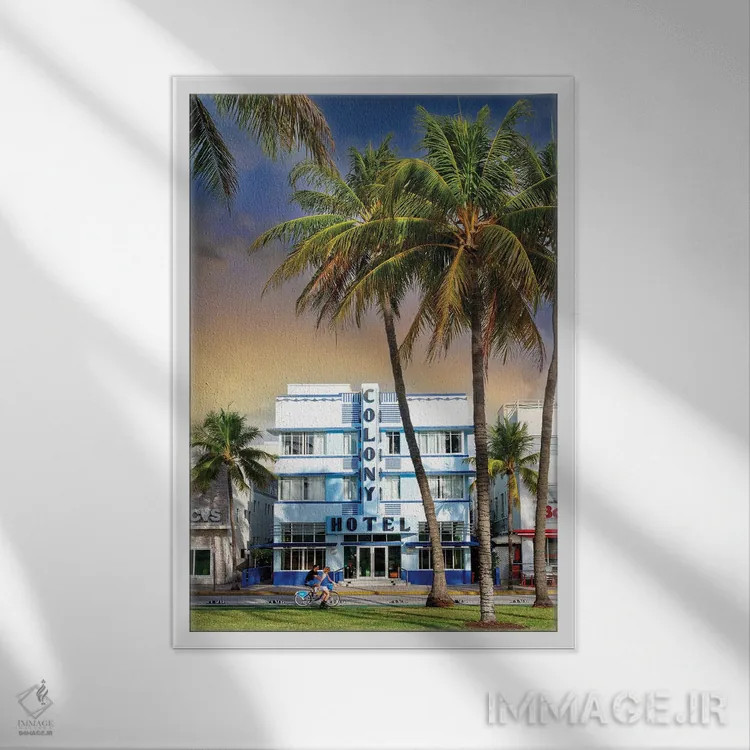 تابلو دکوراتیو Miami Florida,تفریح در اوشن درایو، میامی فلوریدا اثر سوزانه کرمر - نمای قابدار سفید