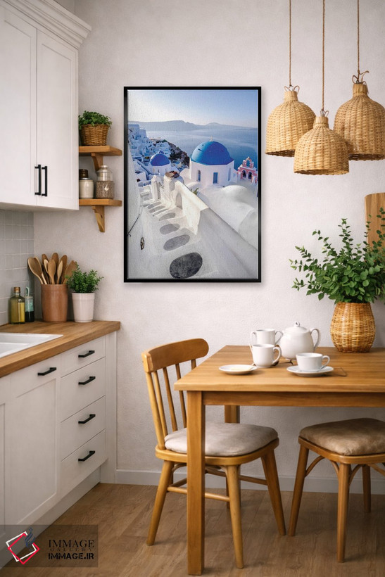 تابلو دکوراتیو Oia Santorini, Greece,به درون آبی، اویا سانتورینی، یونان اثر سوزانه کرمر - D6B