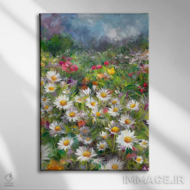 تابلو دکوراتیو چمنزار مروارید اثر آلیسا کاری - نمای روبهرو روی دیوار