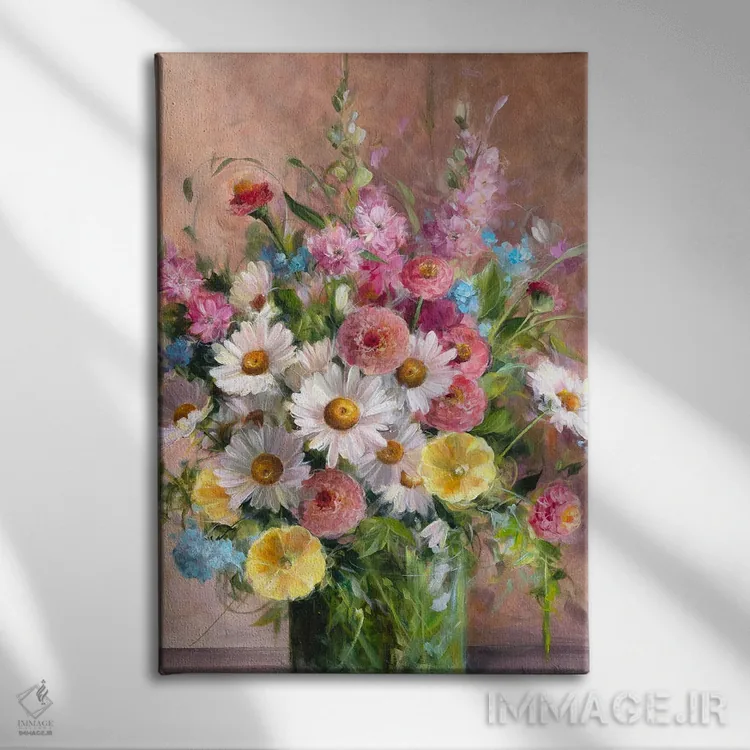 تابلو دکوراتیو دسته گل باغ اثر آلیسا کاری - نمای روبهرو روی دیوار