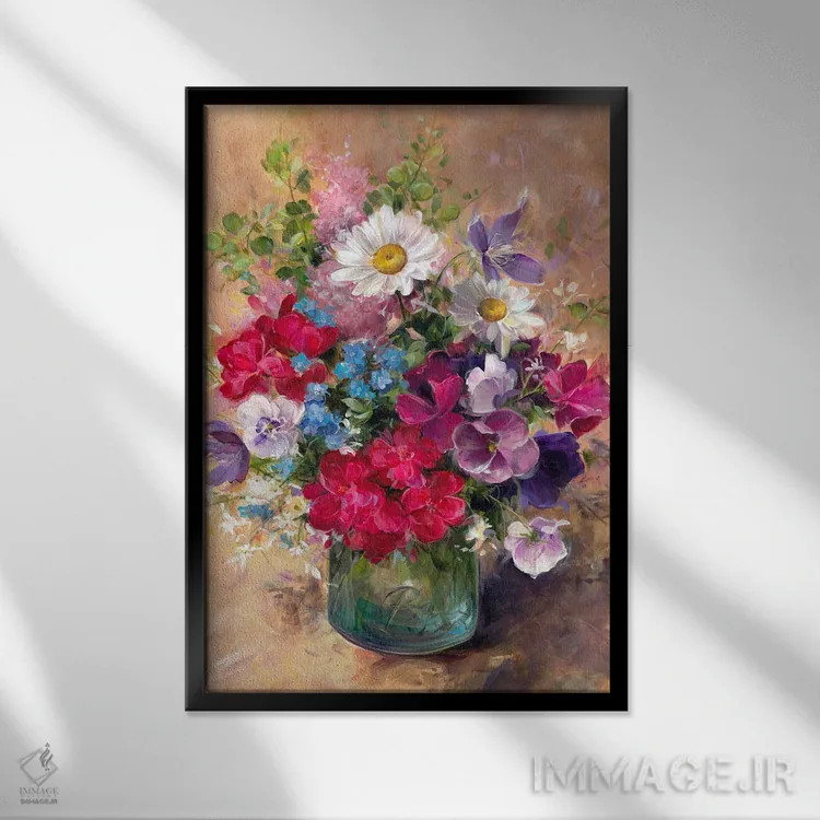 تابلو دکوراتیو ترکیب باغ ژوئن اثر آلیسا کاری - نمای قابدار مشکی