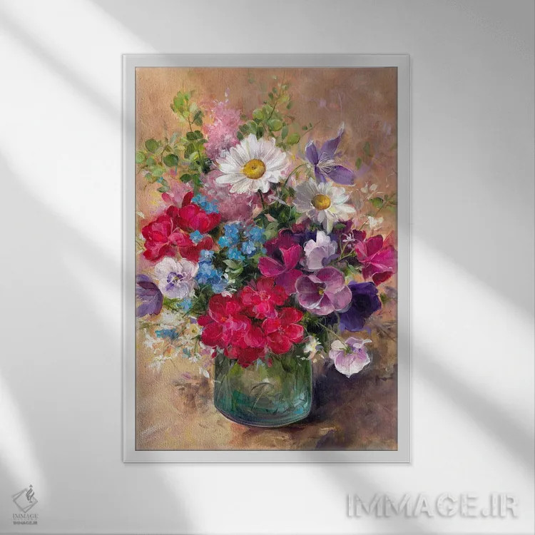 تابلو دکوراتیو ترکیب باغ ژوئن اثر آلیسا کاری - نمای قابدار سفید