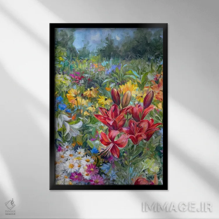 تابلو دکوراتیو باغ ژوئن اثر آلیسا کاری - نمای قابدار مشکی