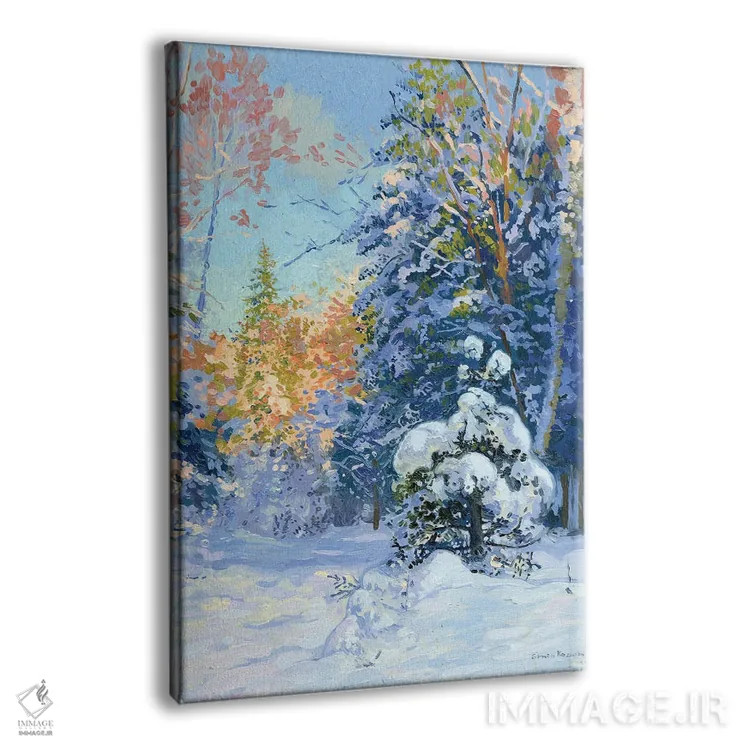 تابلو دکوراتیو جنگل برفی اثر سایمون کوژین - نمای پرسپکتیو محصول
