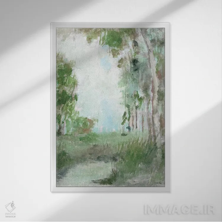 تابلو انتزاعی سرزمین میان جنگل ها اثر استودیو طراحی استلار - نمای قابدار سفید