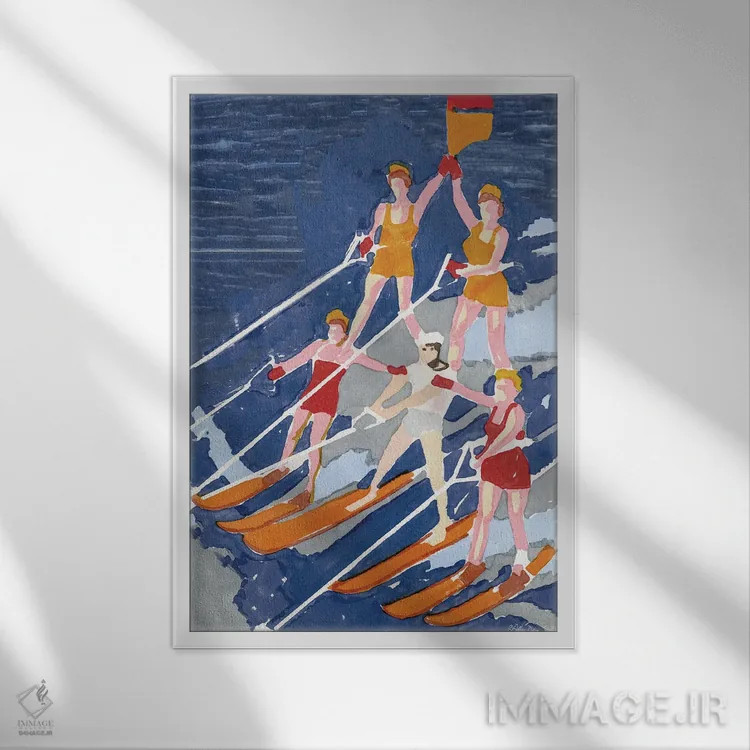 تابلو دکوراتیو نمایش اسکی روی آب III اثر استودیو طراحی استلار - نمای قابدار سفید