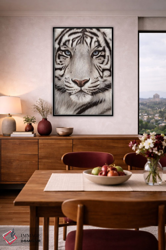تابلو دکوراتیو صورت ببر سفید اثر ریچل استریبلینگ - D6B