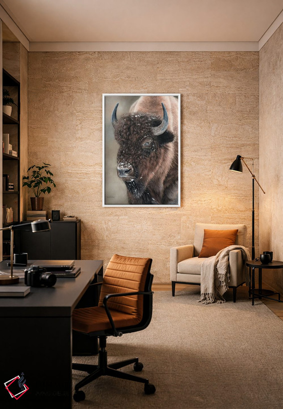 تابلو دکوراتیو پرتره گاومیش آمریکایی اثر ریچل استریبلینگ - D5W