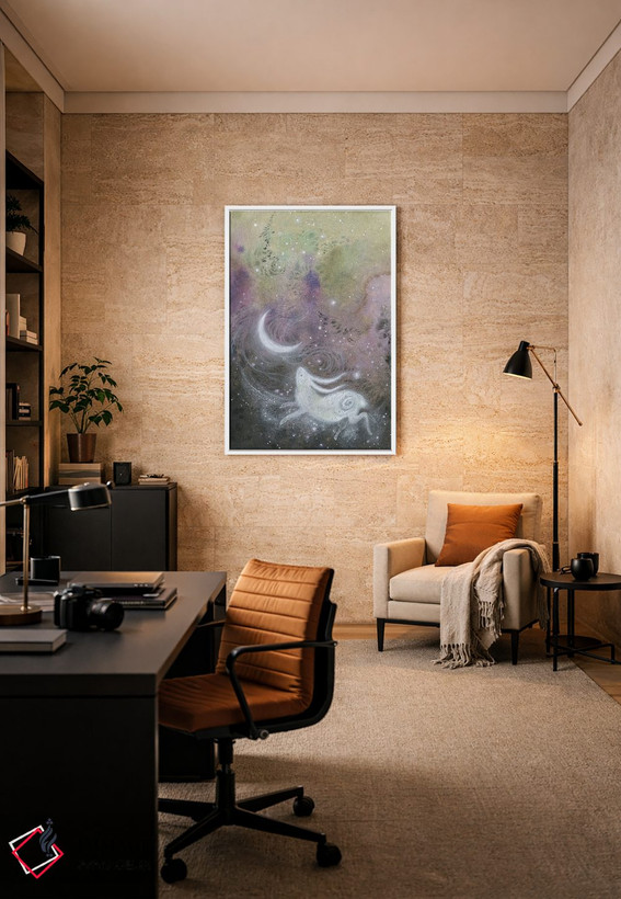 تابلو دکوراتیو خرگوش ماه ۲ اثر استفانی لاو - D6W