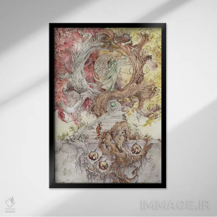 تابلو دکوراتیو درهم آمیخته اثر استفانی لاو - نمای قابدار مشکی