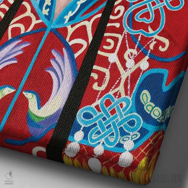 تابلو دکوراتیو بانوی اپرای چینی اثر سالی بی - نمای نزدیک بافت بوم