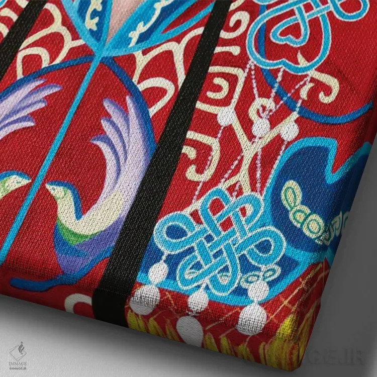 تابلو دکوراتیو بانوی اپرای چینی اثر سالی بی - نمای نزدیک بافت بوم