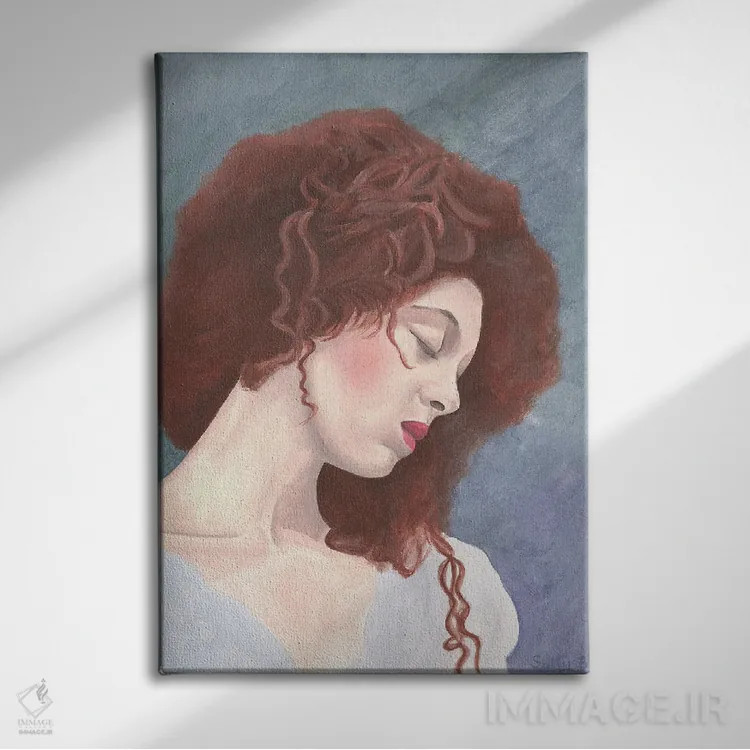 تابلو دکوراتیو زن غمگین اثر سالی بی - نمای روبهرو روی دیوار